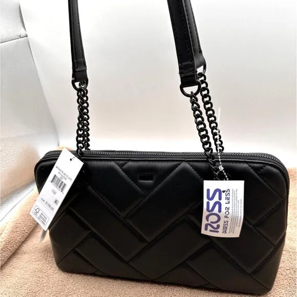 DKNY Bryant Park Quilted Sachet Crossbody BagLeather Chain Strap MSRP $198